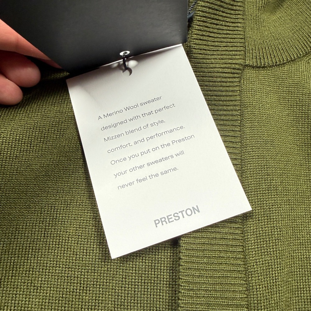 Mizzen Main Preston Quarter Zip Sweater Mens L Dark Green Merino Wool Preppy NWT - Picture 3 of 11